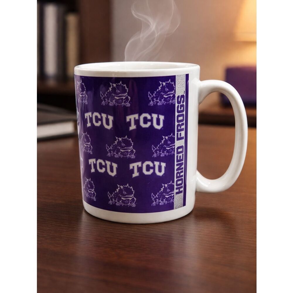 EUC TCU Horned Frogs Ceramic Coffee Mug Purple Design Coffee Cup